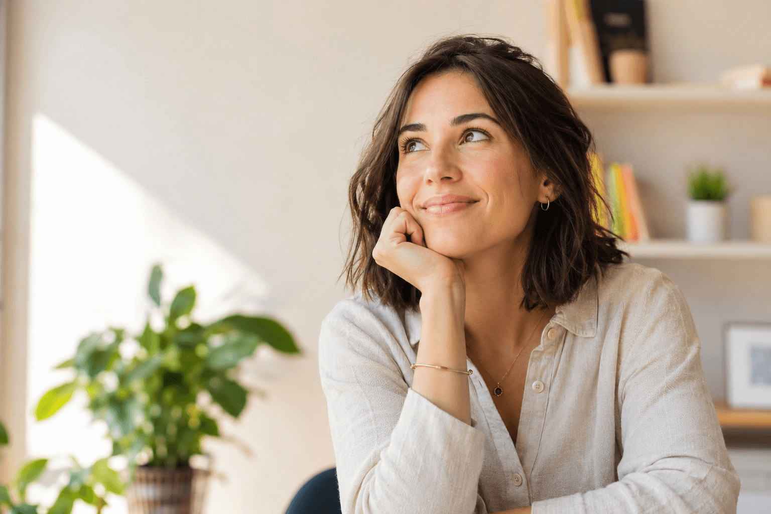 Personne en réflexion sur le Haut Potentiel Intellectuel dans un environnement calme